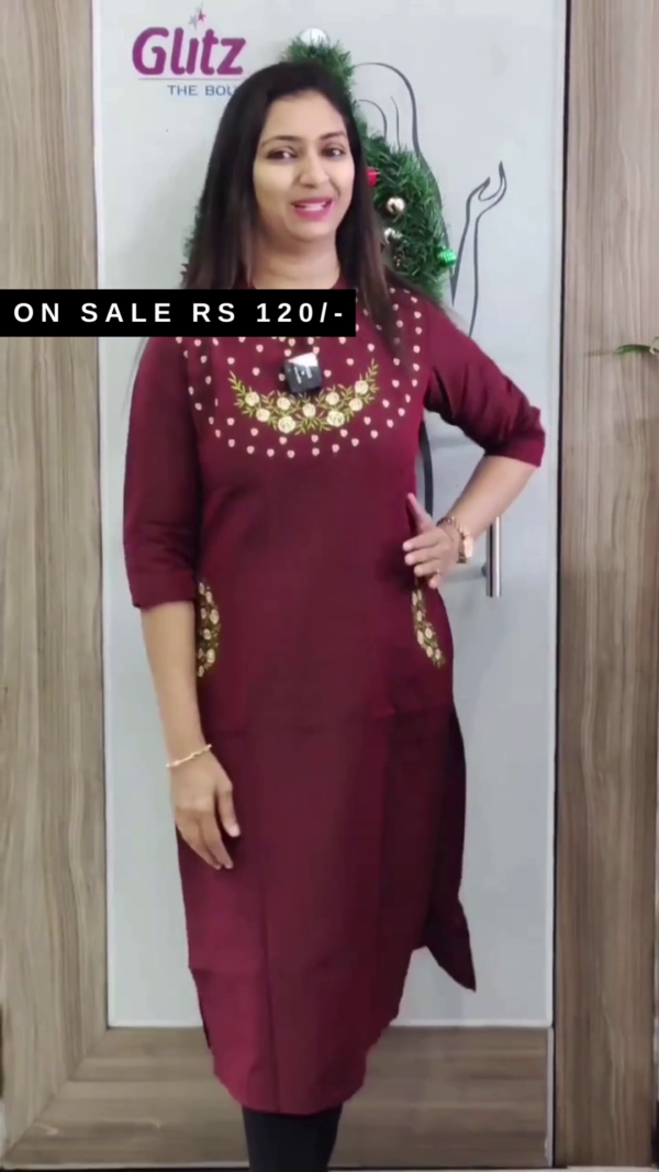 Embroidered Cotton Kurti For Women