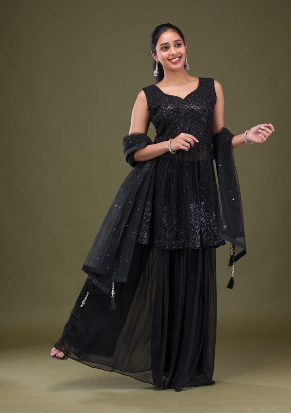 Black Cutdana Georgette Readymade Salwar Suit