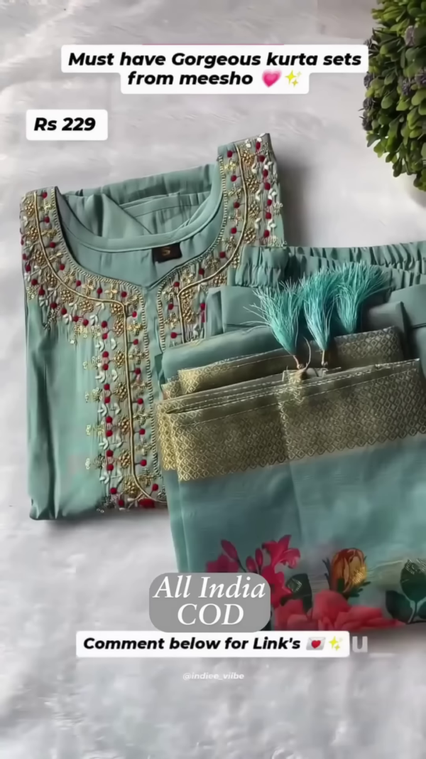 Trendy Women Fashion Kurti Trouser With Dupatta - Image 3