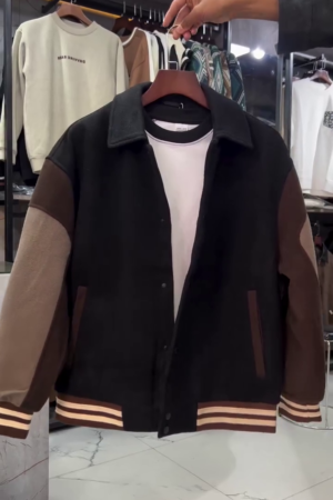 Saint Laurent Teddy Panelled Wool Bomber Jacket - Brown