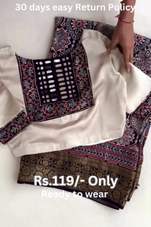 Women's Beautiful Georgette Mono Bengalori Silk Bandhani Heavy Work Border With Two Side Work Blouse