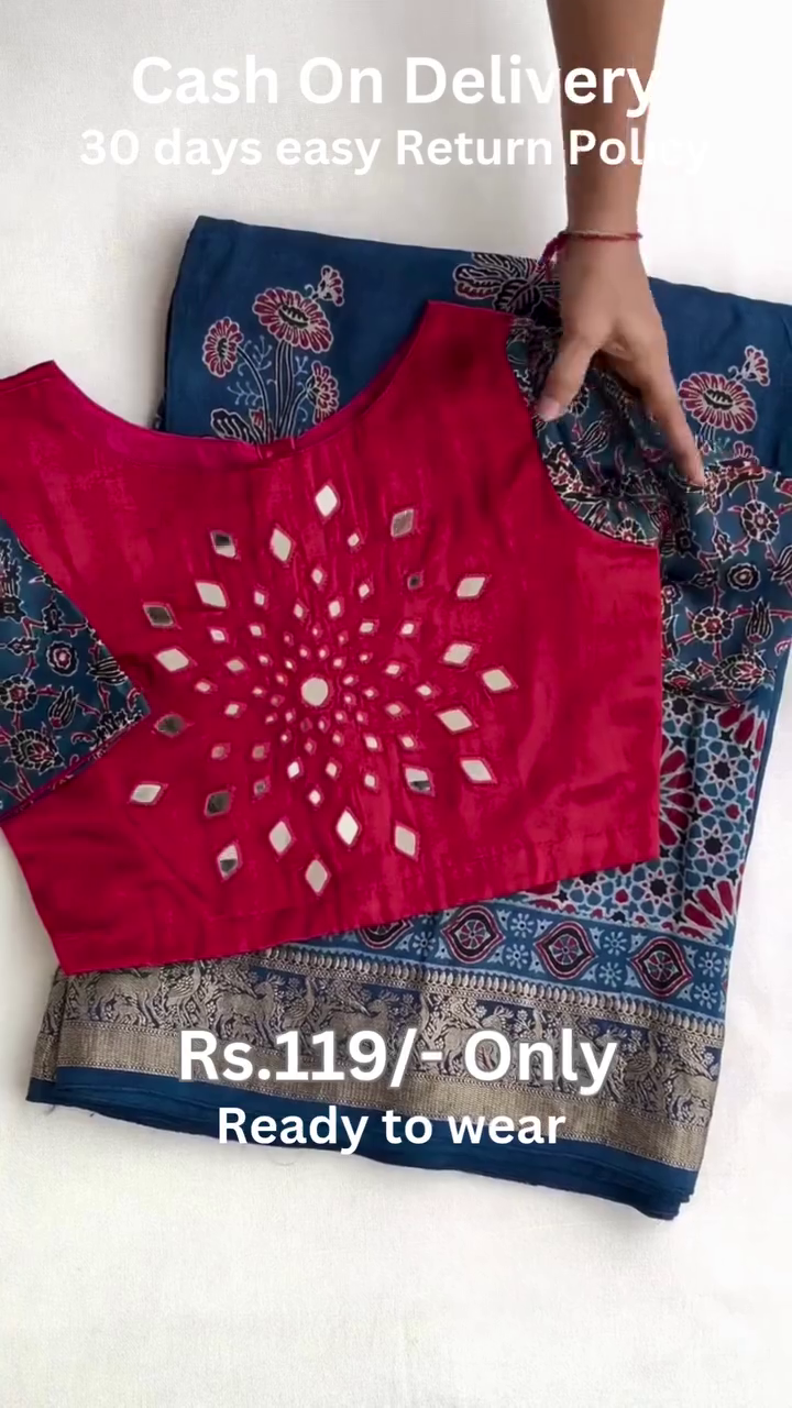 Women's Beautiful Georgette Mono Bengalori Silk Bandhani Heavy Work Border With Two Side Work Blouse - Image 4