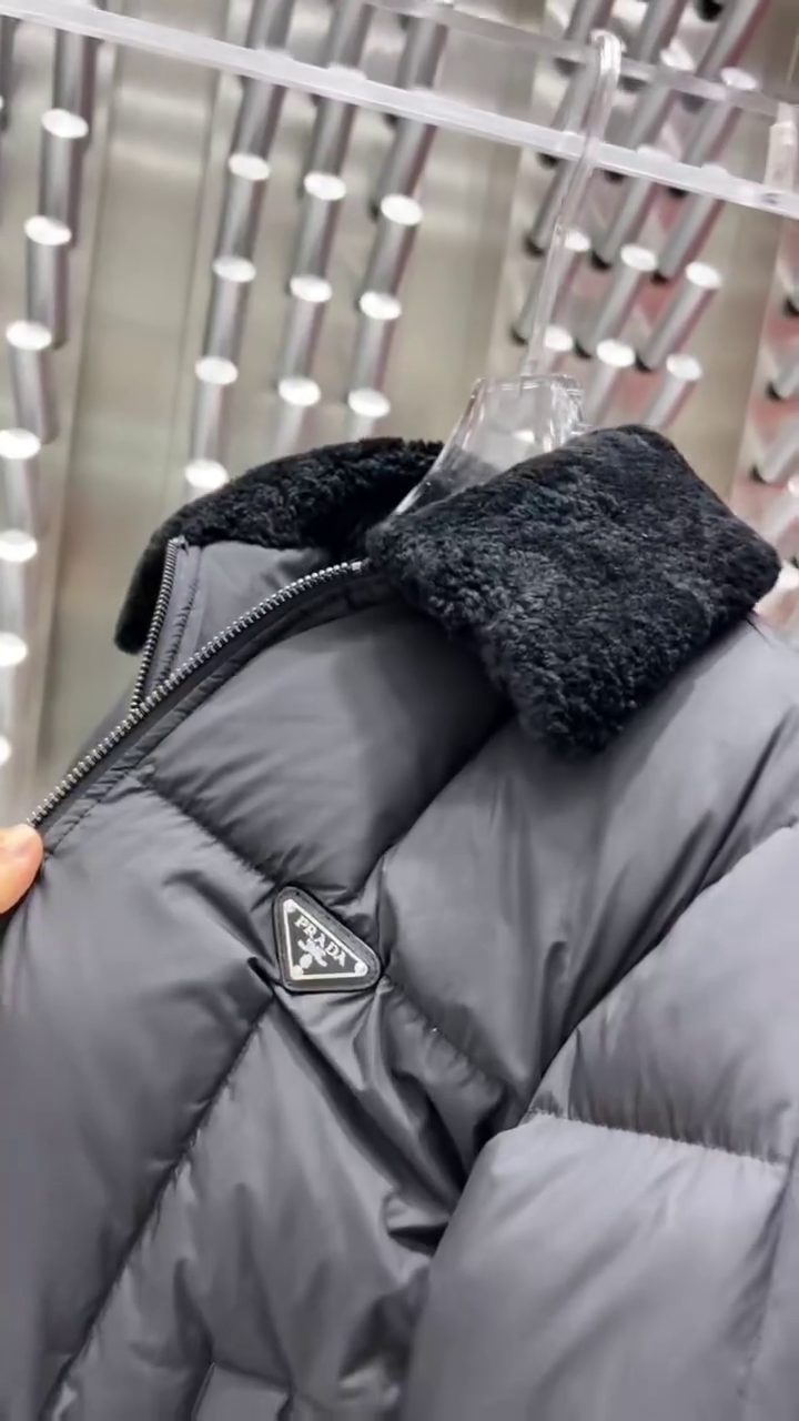 Prada Jacket Puff Black With Fur - Image 4