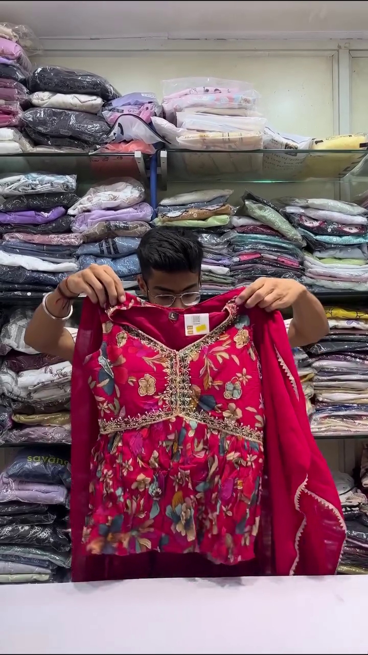 Women's Ethnic Motifs Printed Embellished Ethnic Gown With Dupatta