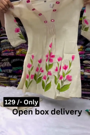 Women Floral Printed Regular Thread Work Pure Cotton Kurta with Trousers
