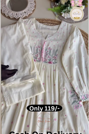 Women Floral Embroidered Regular Thread Work Pure Cotton Kurta with Palazzos & With Dupatta