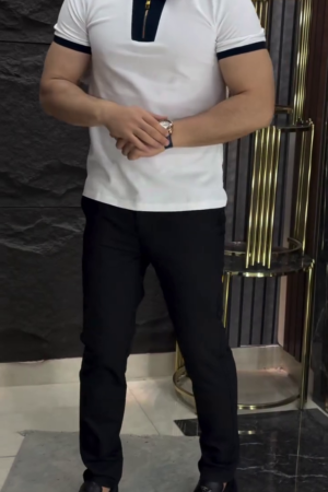 Men Solid Polo Collar Cotton Slim Fit T-shirt