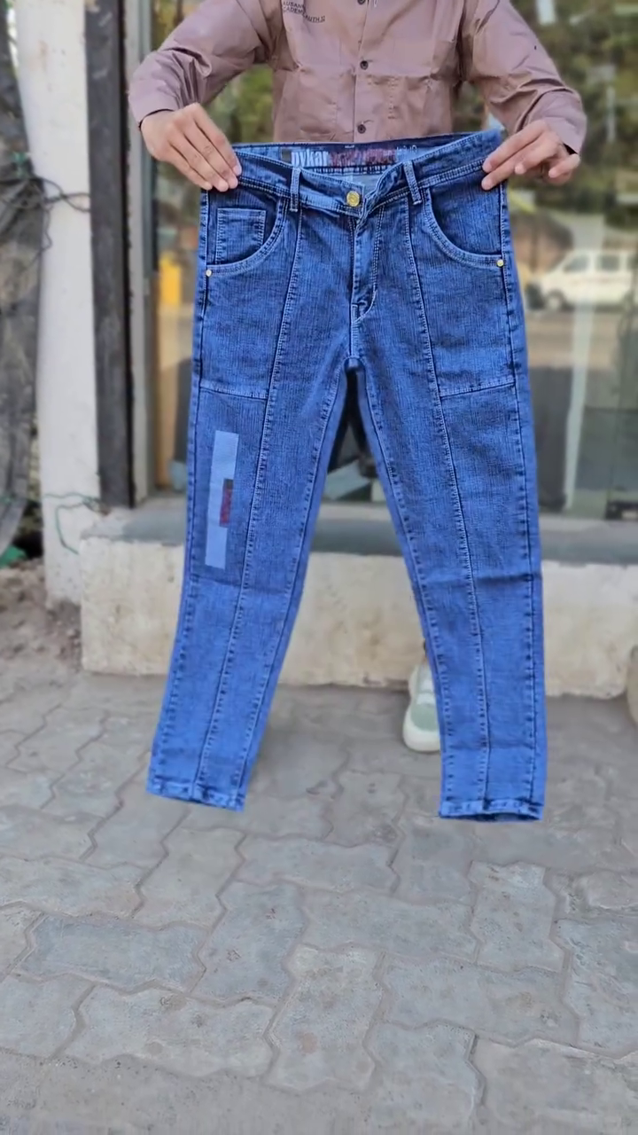 Blue Whiskering Washed Stretchable Cargo Denim - Image 5