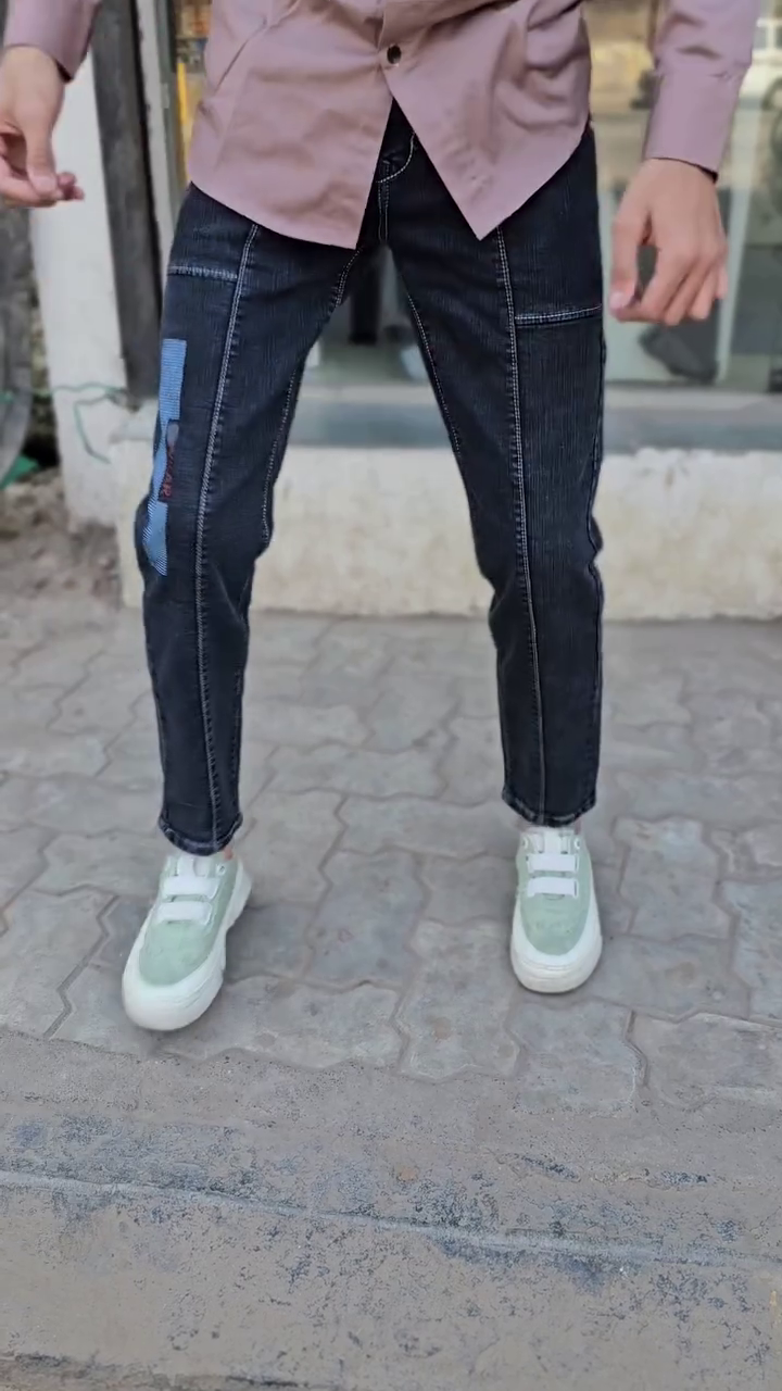 Blue Whiskering Washed Stretchable Cargo Denim - Image 2