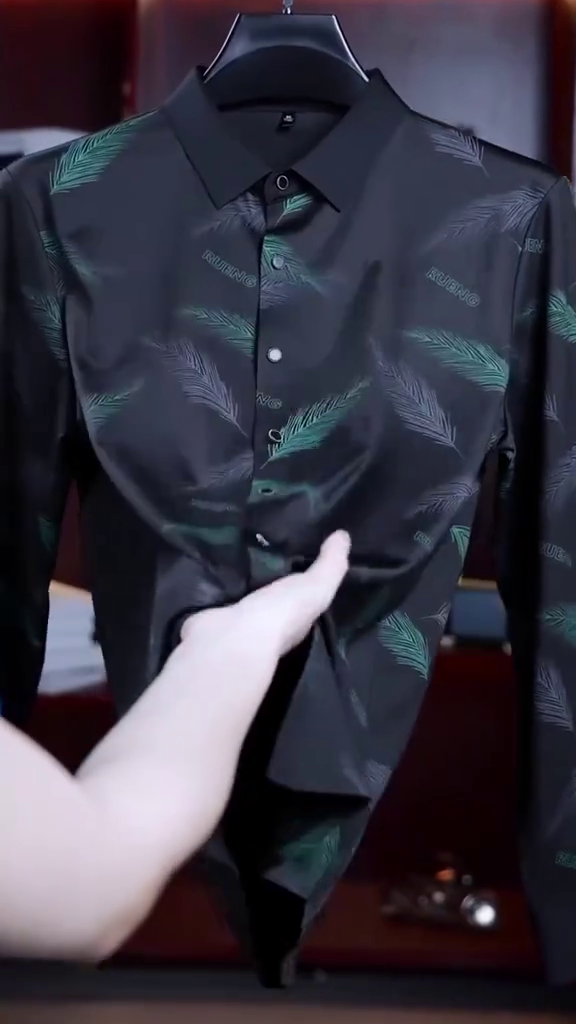 Men’s Business Casual Printed Long-Sleeved Shirt - Image 6