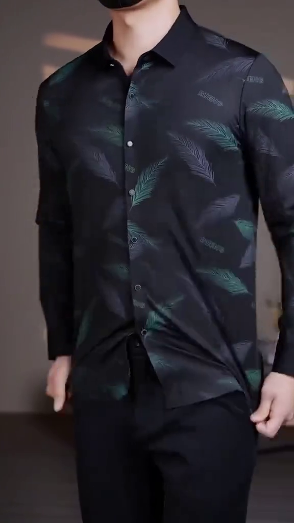 Men’s Business Casual Printed Long-Sleeved Shirt - Image 5