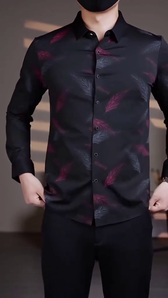 Men’s Business Casual Printed Long-Sleeved Shirt - Image 2