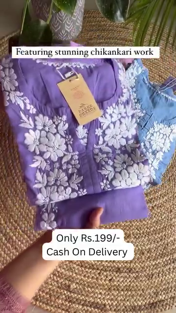 Ethnic Motifs Embroidered Chikankari Pure Cotton Chikankari Kurti - Image 6