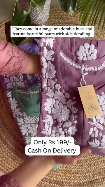 Ethnic Motifs Embroidered Chikankari Pure Cotton Chikankari Kurti - Image 4