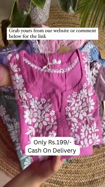 Ethnic Motifs Embroidered Chikankari Pure Cotton Chikankari Kurti - Image 3