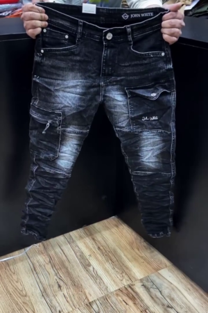 Men Blue Biker Fit Mid-Rise Clean Look Stretchable Biker Jeans